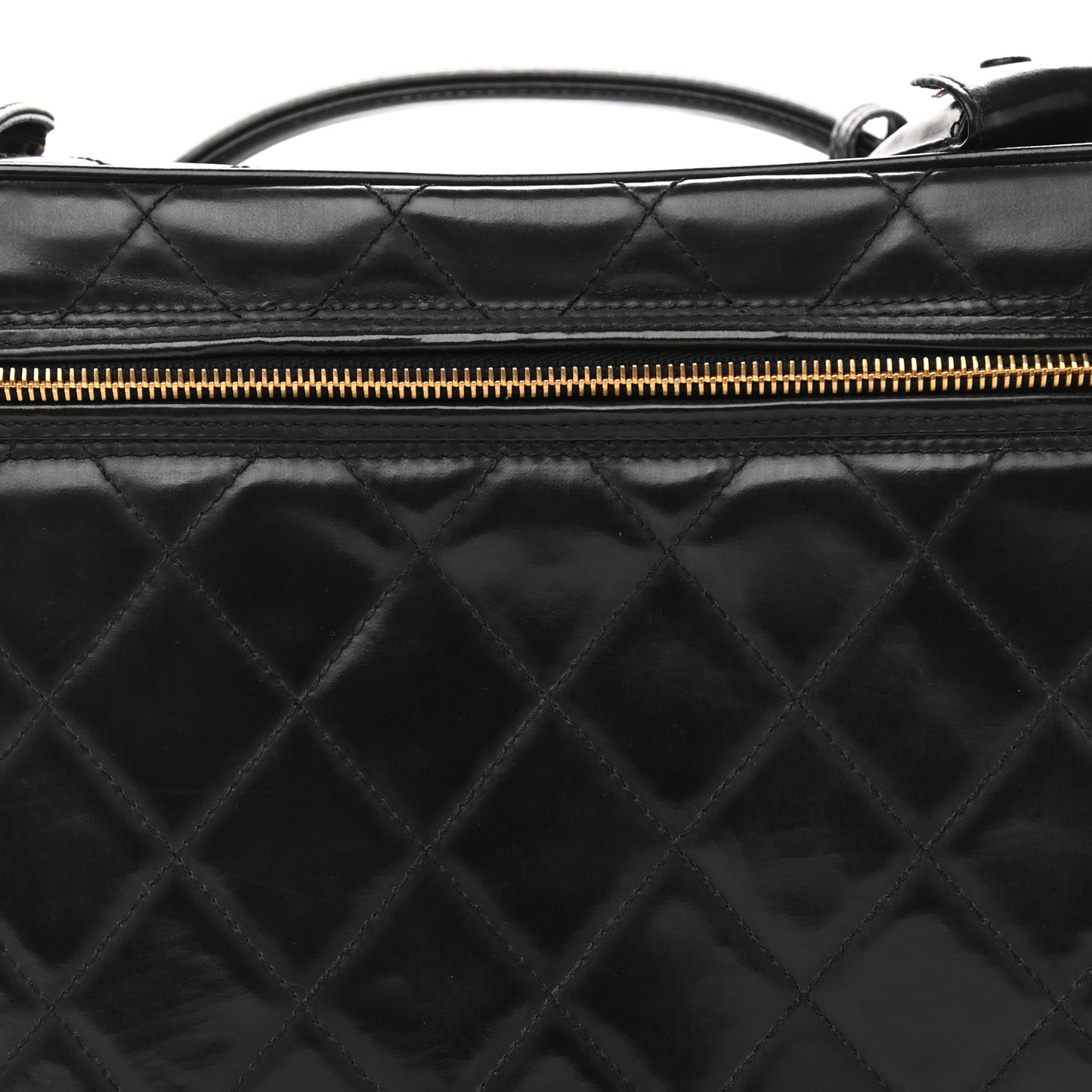 Patent Quilted CC Vanity Cosmetic Case Black