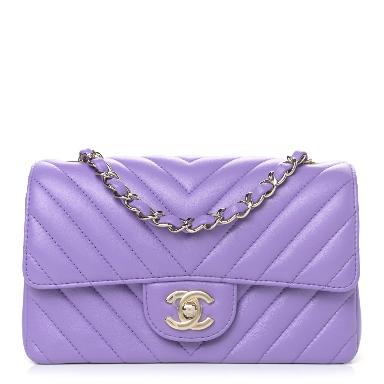 Chanel Lambskin Chevron Quilted Mini Rectangular Flap Purple 1 of 4