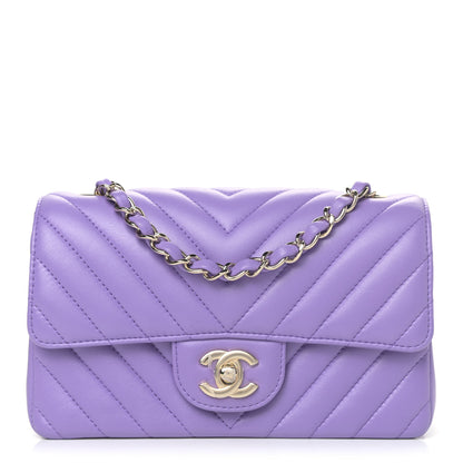 Chanel Lambskin Chevron Quilted Mini Rectangular Flap Purple 1 of 4