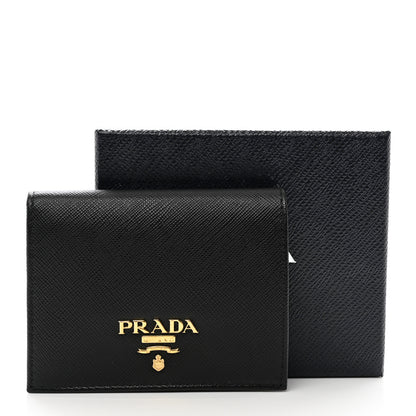 Prada Saffiano Metal Bi-Fold Wallet Black 7 of 7