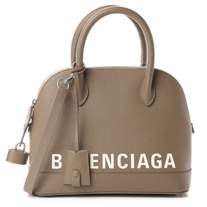 Balenciaga Signature Grained Calfskin Logo S Ville Top Handle Bag Mink Grey White 1 of 10