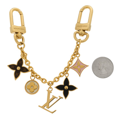 Louis Vuitton Brass Enamel Fleur De Monogram Bag Charm Chain Gold 2 of 4