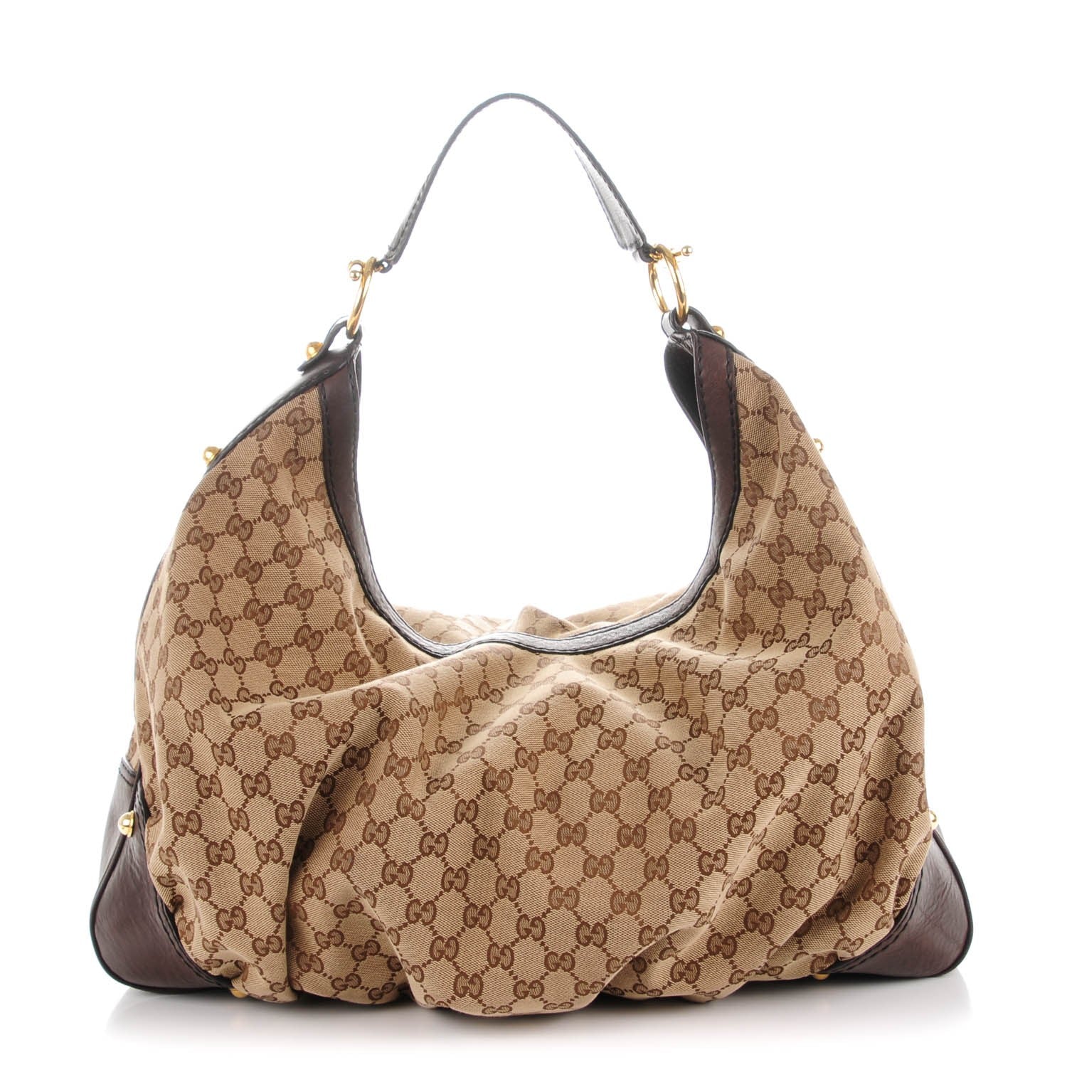 Gucci Monogram Large Jockey Hobo Dark Brown 1 of 8