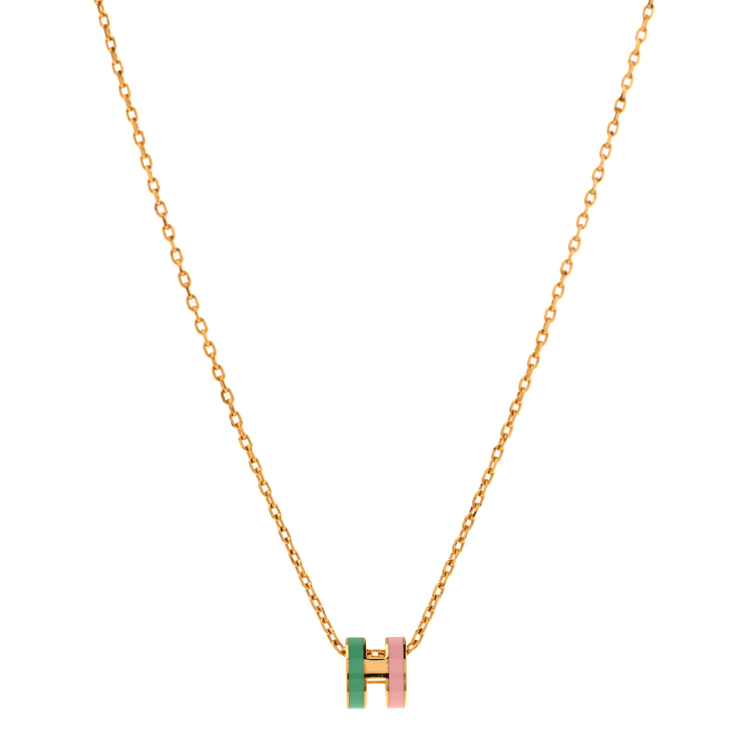 Hermes Lacquered Gold Mini Pop H Rocabar Pendant Necklace Malabar 1 of 7