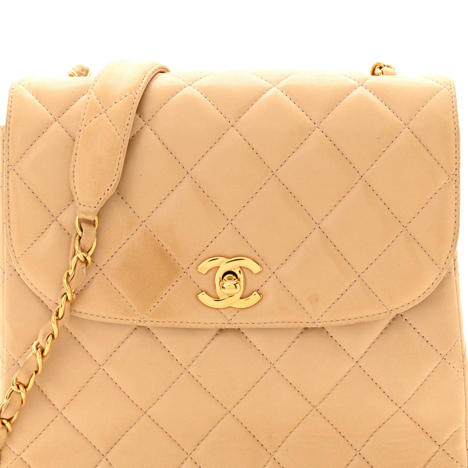 Chanel Lambskin Quilted Flap Shoulder Bag Beige 9 of 18