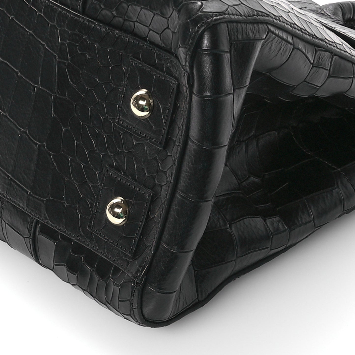 Calfskin Crocodile Embossed Bayswater Black