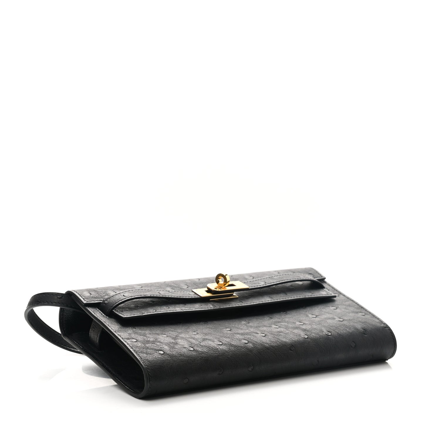 Ostrich Kelly Wallet To Go Black