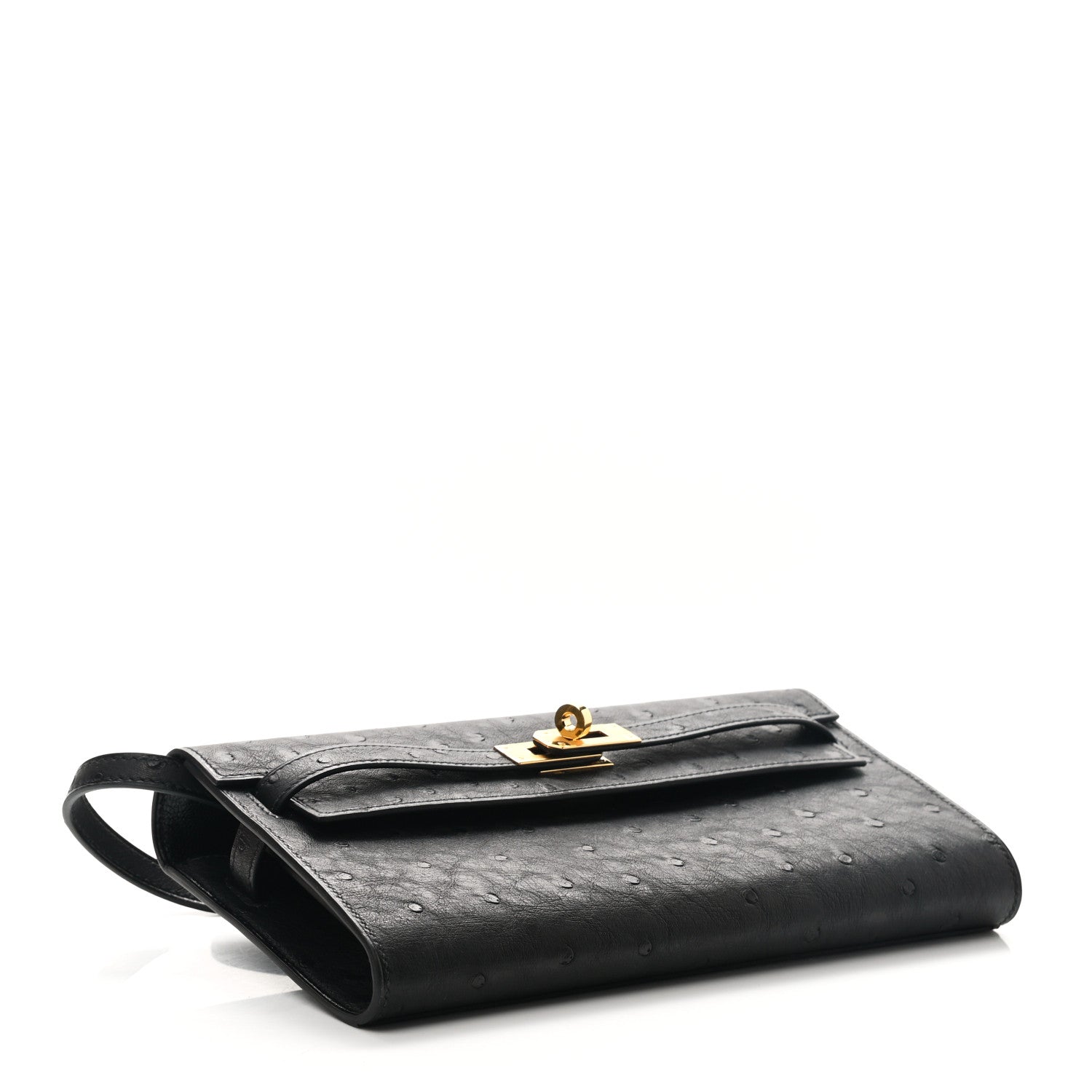 Hermes Ostrich Kelly Wallet To Go Black 4 of 9