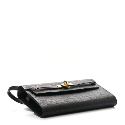 Hermes Ostrich Kelly Wallet To Go Black 4 of 9