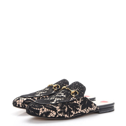 Gucci Leather Lace Horsebit Princetown Slippers 37.5 Black 3 of 12