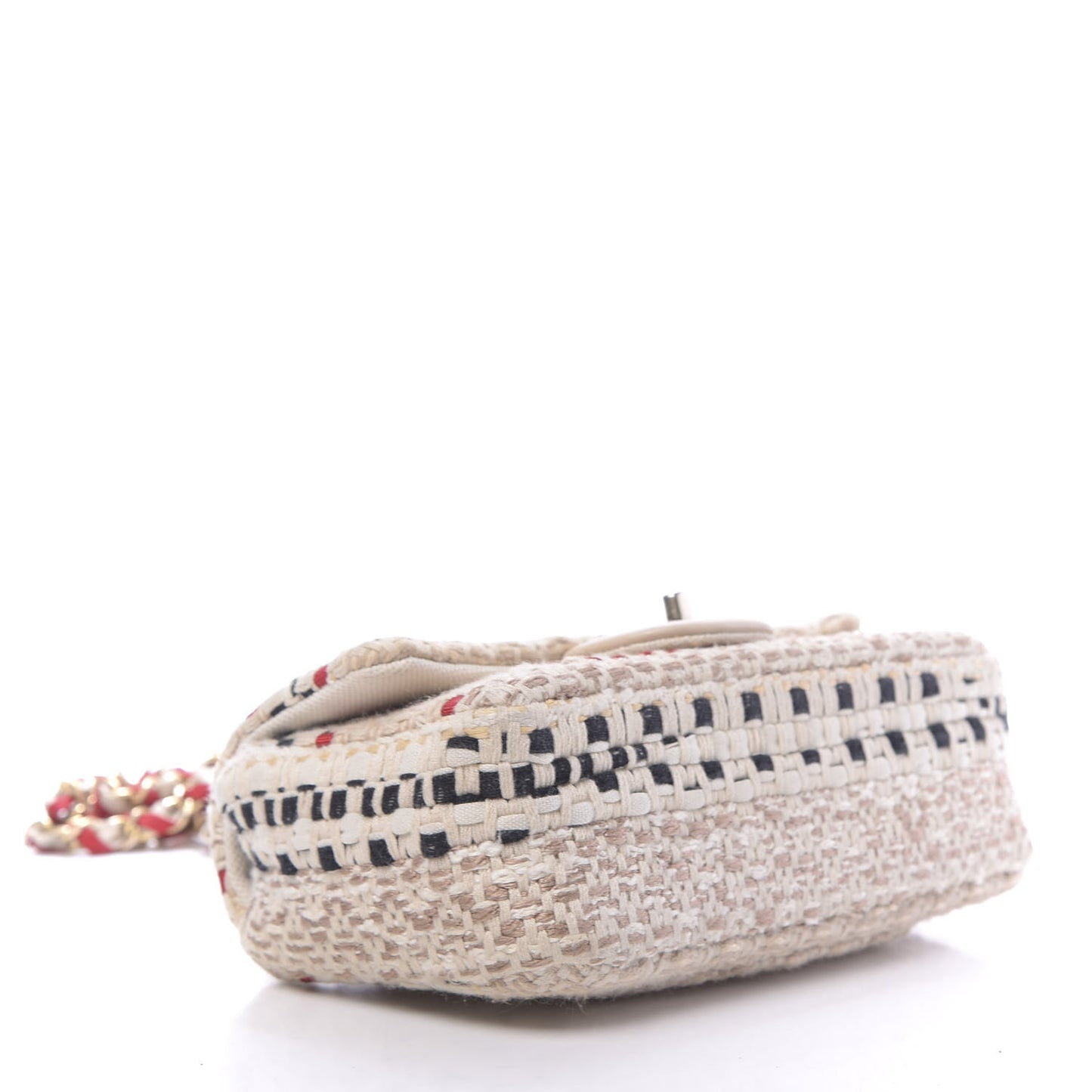 Cotton Raffia Lambskin Woven Mini Rectangular Flap Beige Red Black