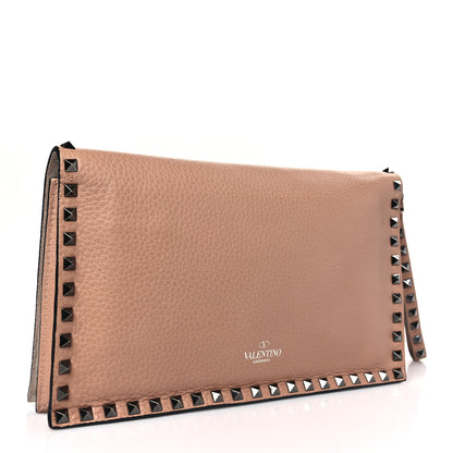 Valentino Garavani Pebbled Calfskin Rockstud Wristlet Clutch Soft Noisette 3 of 8