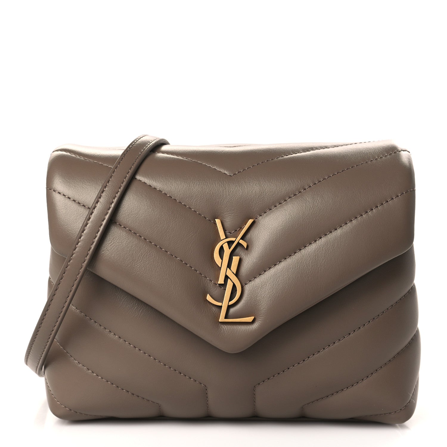 Saint Laurent Calfskin Y Quilted Monogram Toy Loulou Crossbody Bag Taupe 1 of 11