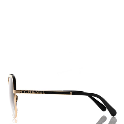 Chanel Square Frame Sequin Sunglasses 4270 Gold Black 3 of 8