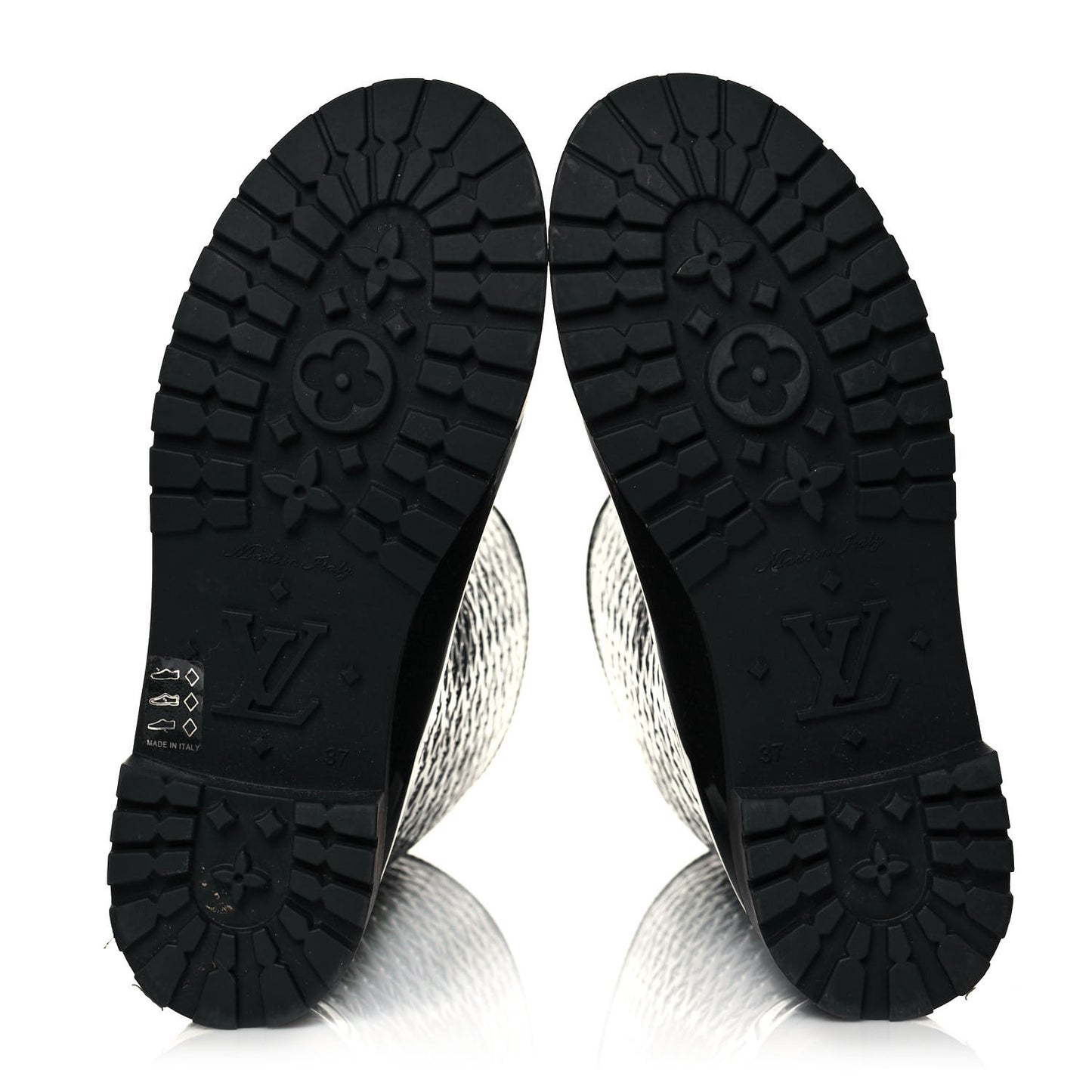 Rubber Embossed Monogram Splash Rain Boots 37 Black