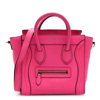 Celine Drummed Calfskin Nano Luggage Fuchsia 1 of 10