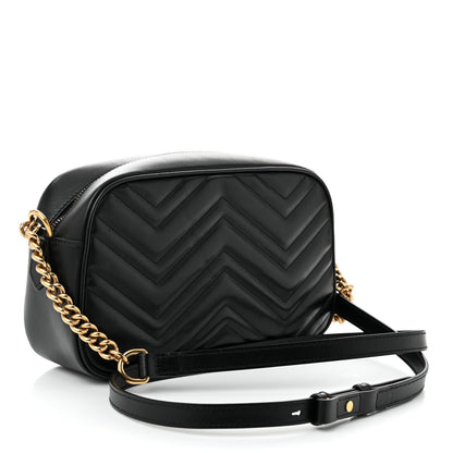 Gucci Calfskin Matelasse Small GG Marmont Chain Shoulder Bag Black 3 of 10