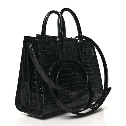 Saint Laurent Calfskin Crocodile Embossed Nano Sac De Jour Black 3 of 10