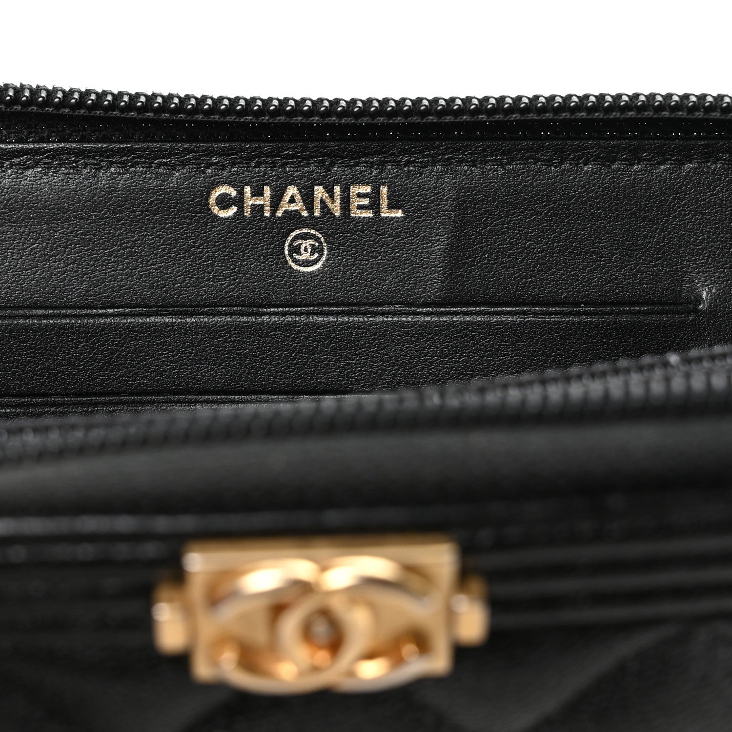 Chanel Caviar Quilted Small Boy Zip Around Wallet Black 6 of 10