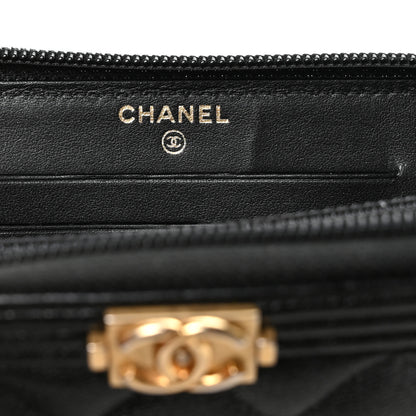 Chanel Caviar Quilted Small Boy Zip Around Wallet Black 6 of 10