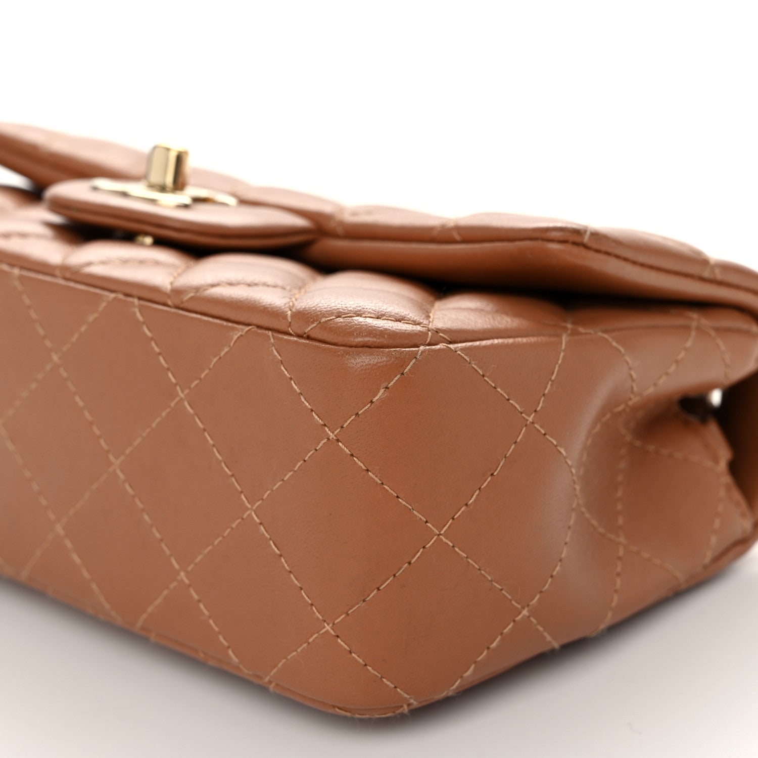 Chanel Lambskin Quilted Mini Rectangular Flap Brown 9 of 10
