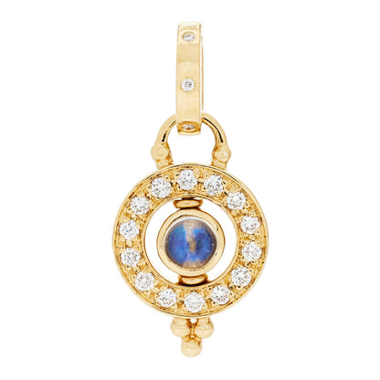 Temple St. Clair 18K Yellow Gold Diamond Blue Moonstone Mini Celestial Orbit Pendant 1 of 5