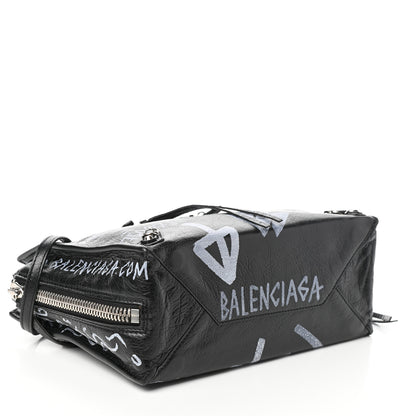 Balenciaga Agneau Graffiti Papier A6 Zip Around Tote Black White 4 of 8