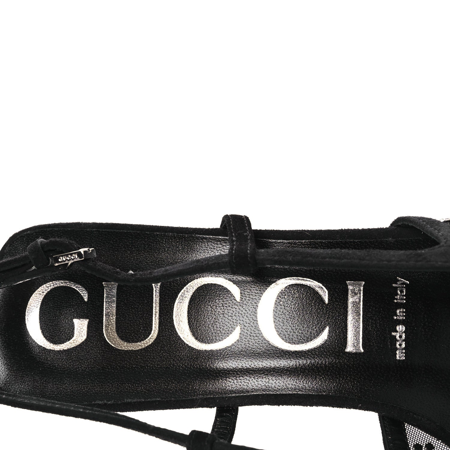 Gucci Tela Retino Kid Scamosciato Crystal GG Monogram Square G 35mm Slingback Pumps 38.5 Black 9 of 10