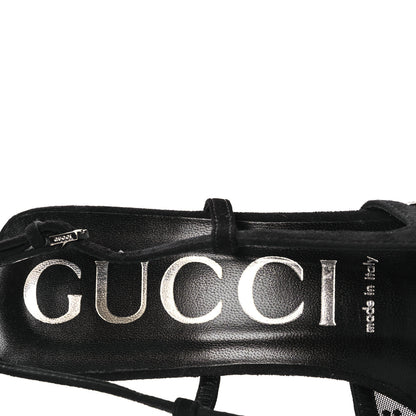 Gucci Tela Retino Kid Scamosciato Crystal GG Monogram Square G 35mm Slingback Pumps 38.5 Black 9 of 10