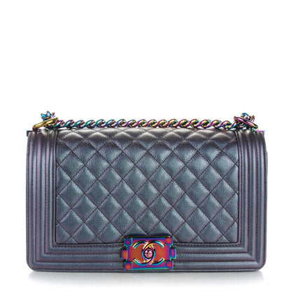 Chanel Iridescent Goatskin Quilted Medium Boy Flap Purple 1 of 8