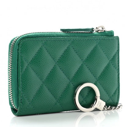 Chanel Caviar Quilted Zipped Key Holder Case Green 3 of 7