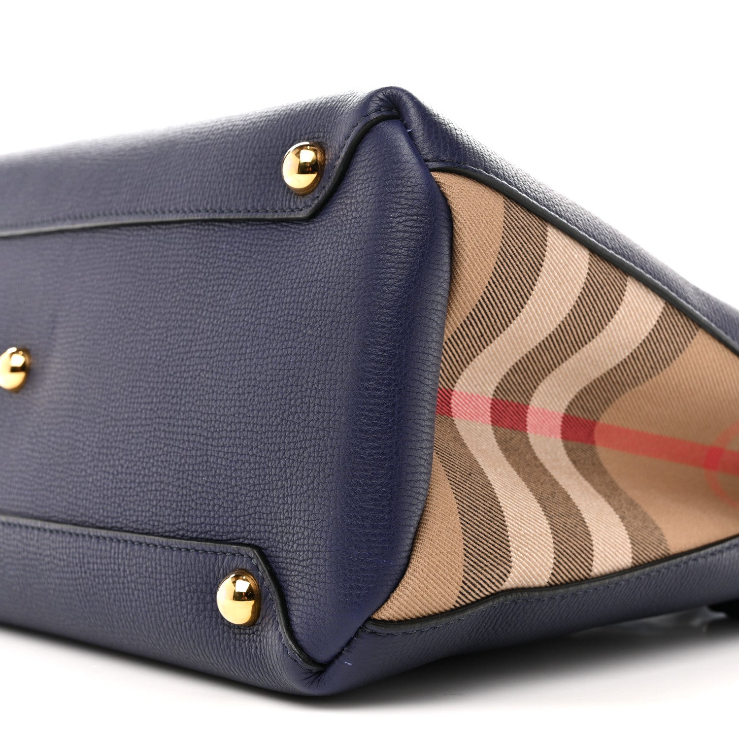 Burberry Derby Calfskin House Check Medium Banner Tote Ink Blue 9 of 11