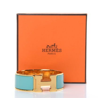 Hermes Enamel Wide Clic Clac H Bracelet PM Bleu Atoll 6 of 6