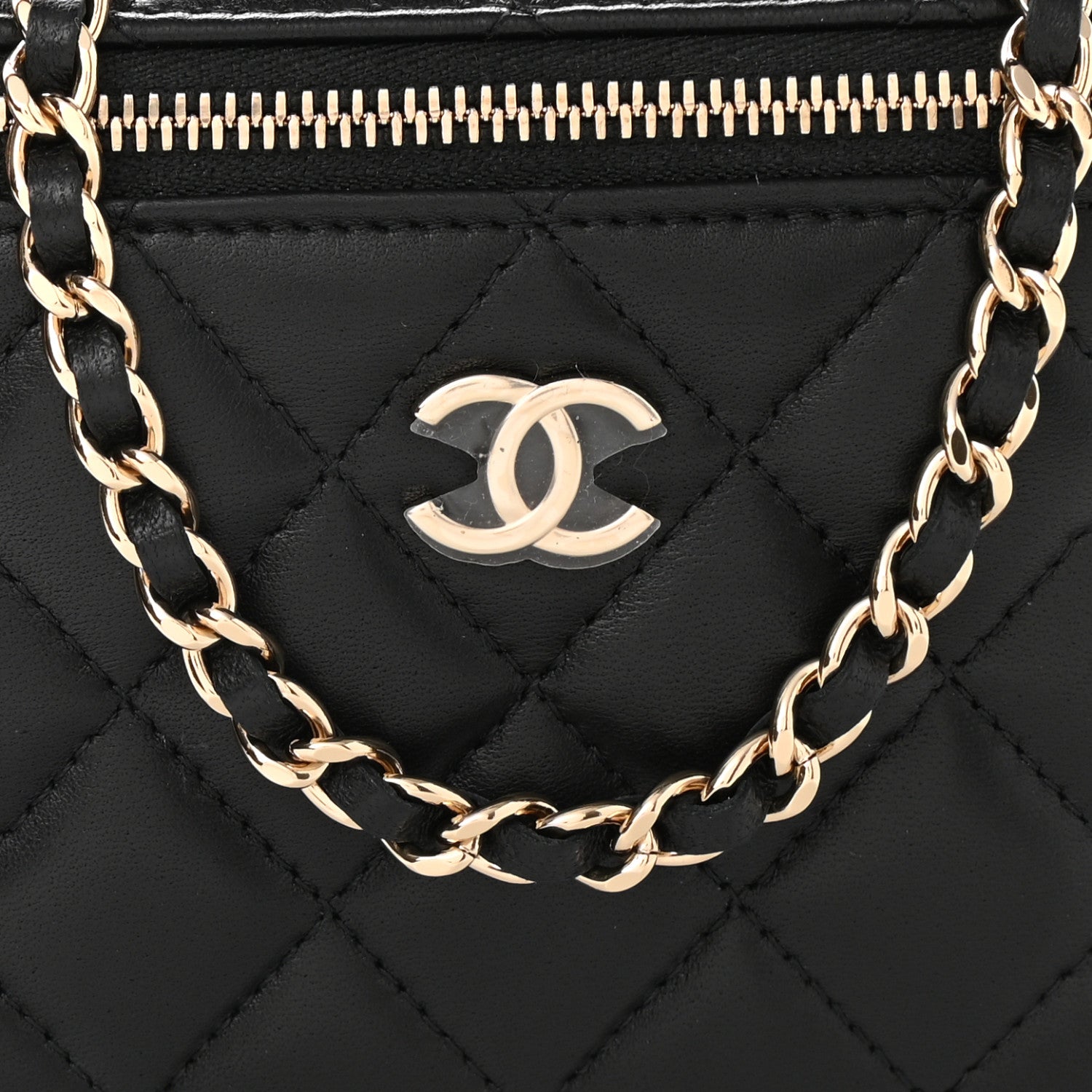 Chanel Lambskin Quilted Small Top Handle Vanity Case With Chain Black 10 of 12