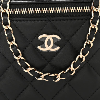 Chanel Lambskin Quilted Small Top Handle Vanity Case With Chain Black 10 of 12