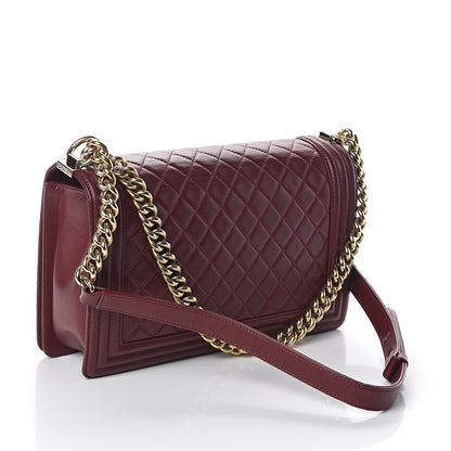 Chanel Lambskin Quilted New Medium Boy Flap Dark Red 2 of 8