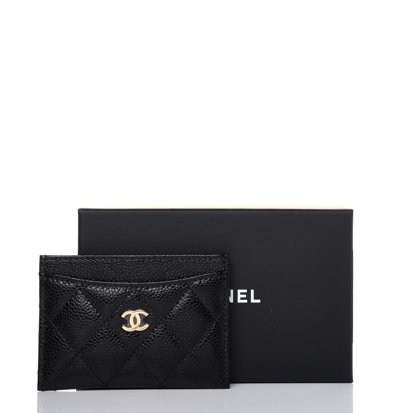 Caviar Quilted Card Holder Black