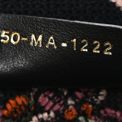 Christian Dior Raffia Embroidered Petites Fleurs Medium Book Tote Navy Blue Multicolor 7 of 10