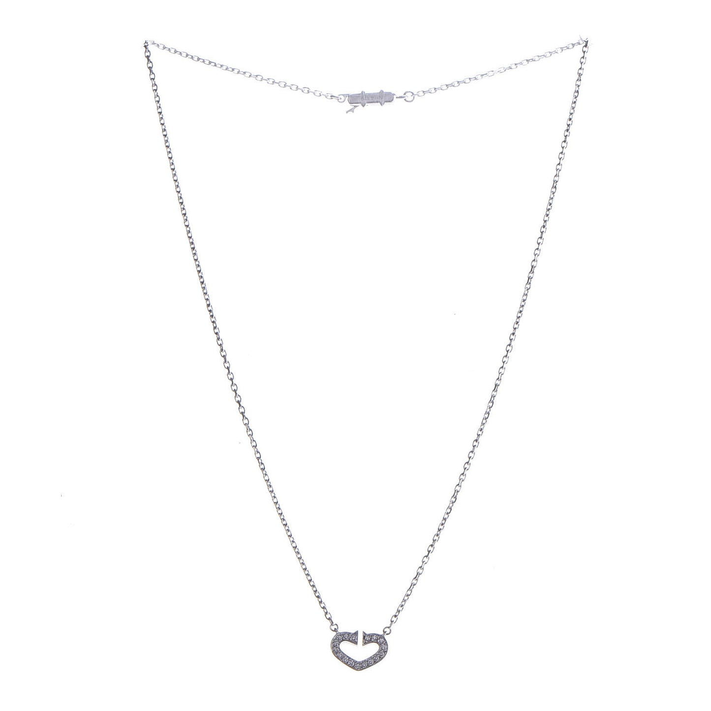 18K White Gold Diamond Small Hearts and Symbols Pendant Necklace