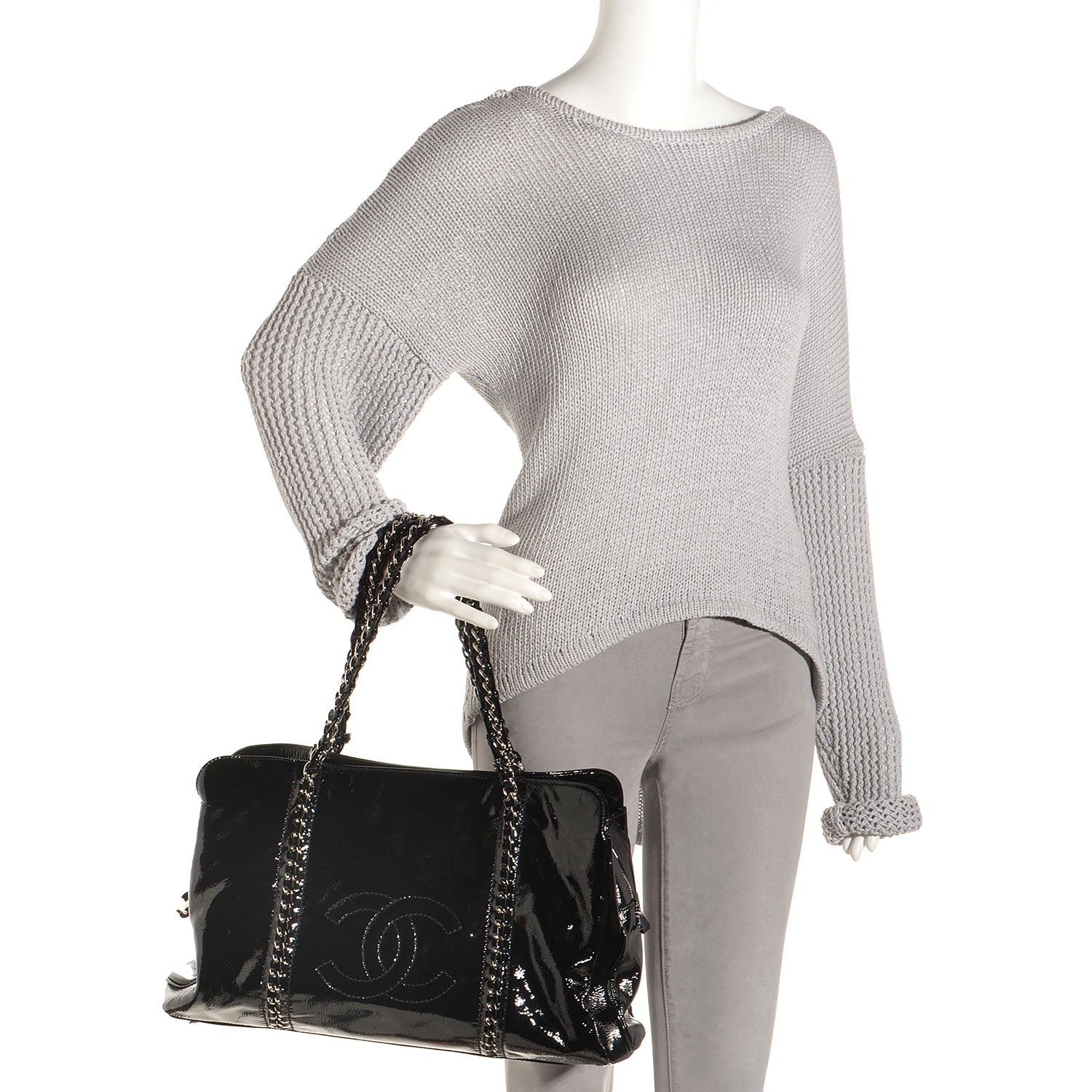 Chanel Patent Calfskin Large Luxe Ligne Tote Black 2 of 8