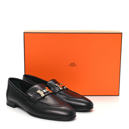 Hermes Goatskin Womens Paris Loafers 36 Black 9 of 9
