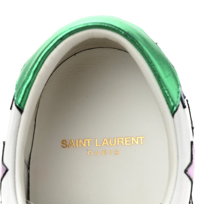 Saint Laurent Calfskin Womens Star Court Sneakers 40 Green Multicolor 6 of 8