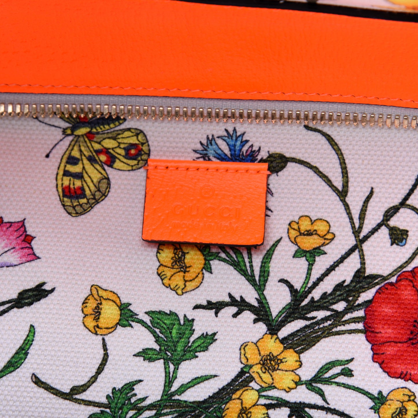Canvas Medium Flora Tote White Multicolor Orange Fluo
