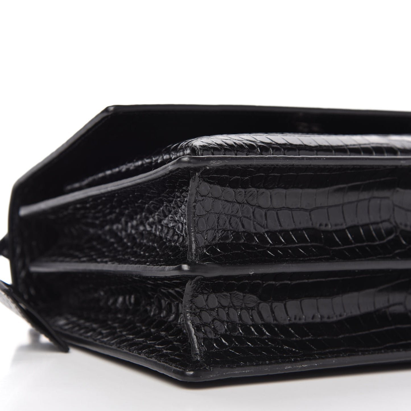 Calfskin Crocodile Embossed Medium Monogram Sunset Black