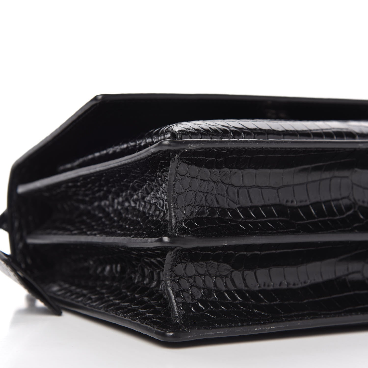 Saint Laurent Calfskin Crocodile Embossed Medium Monogram Sunset Black 6 of 9