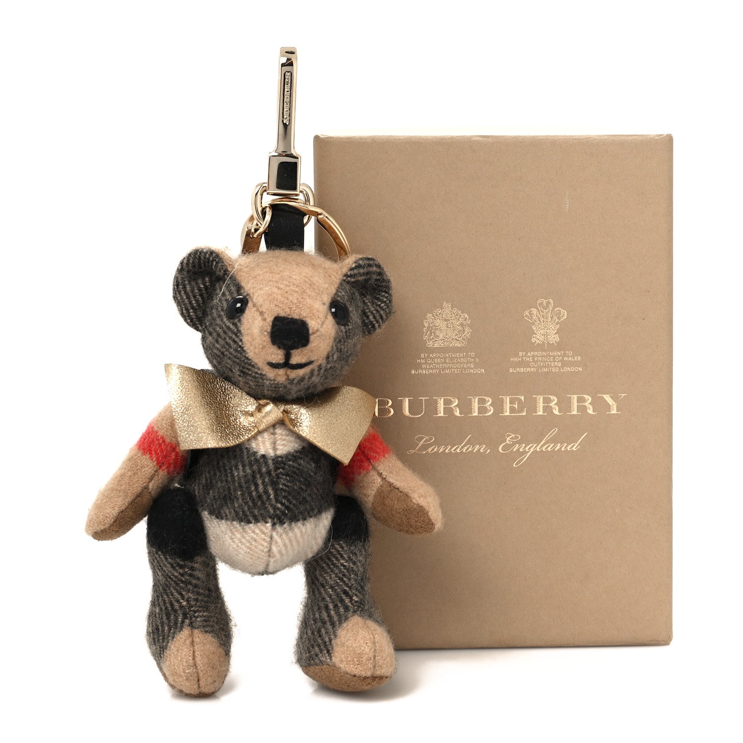 Burberry Cashmere House Check Thomas Bear Bag Charm Camel Gold 5 of 5