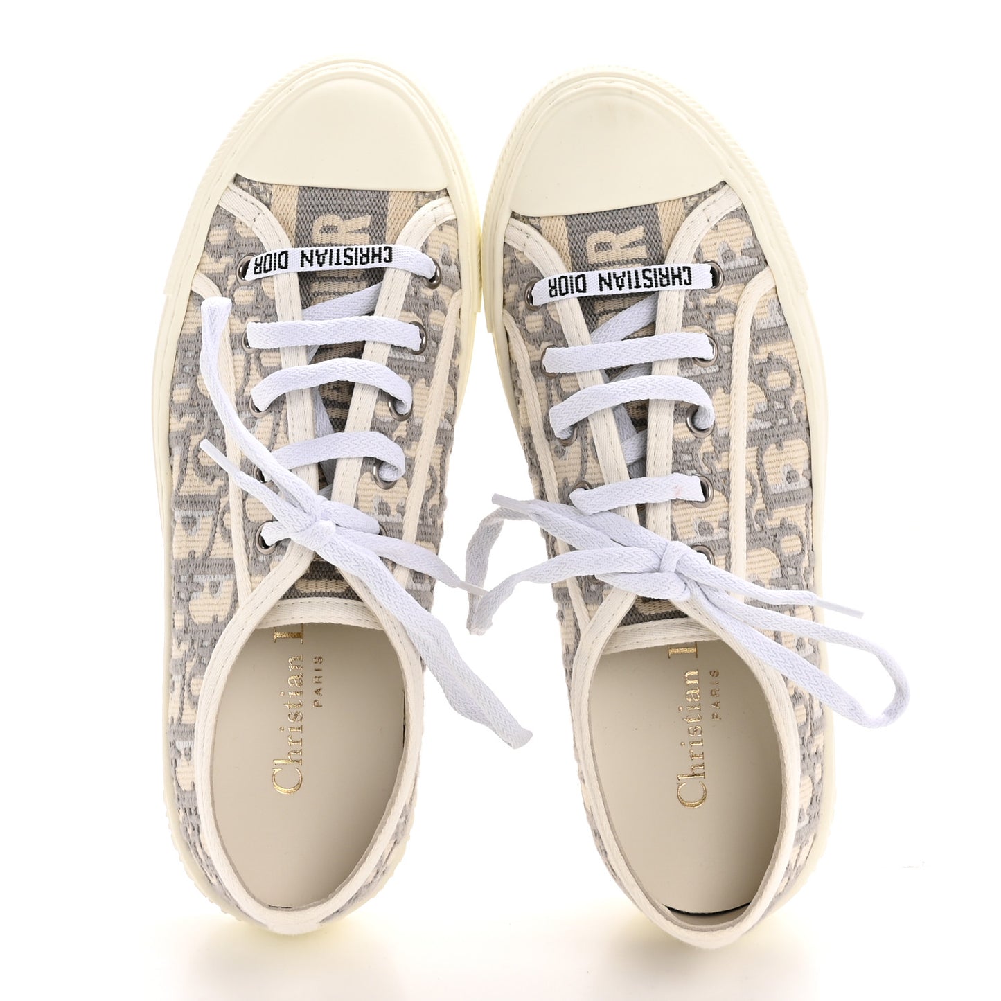 Canvas Oblique Walk'N'Dior Low Top Sneakers 36 Grey Stone