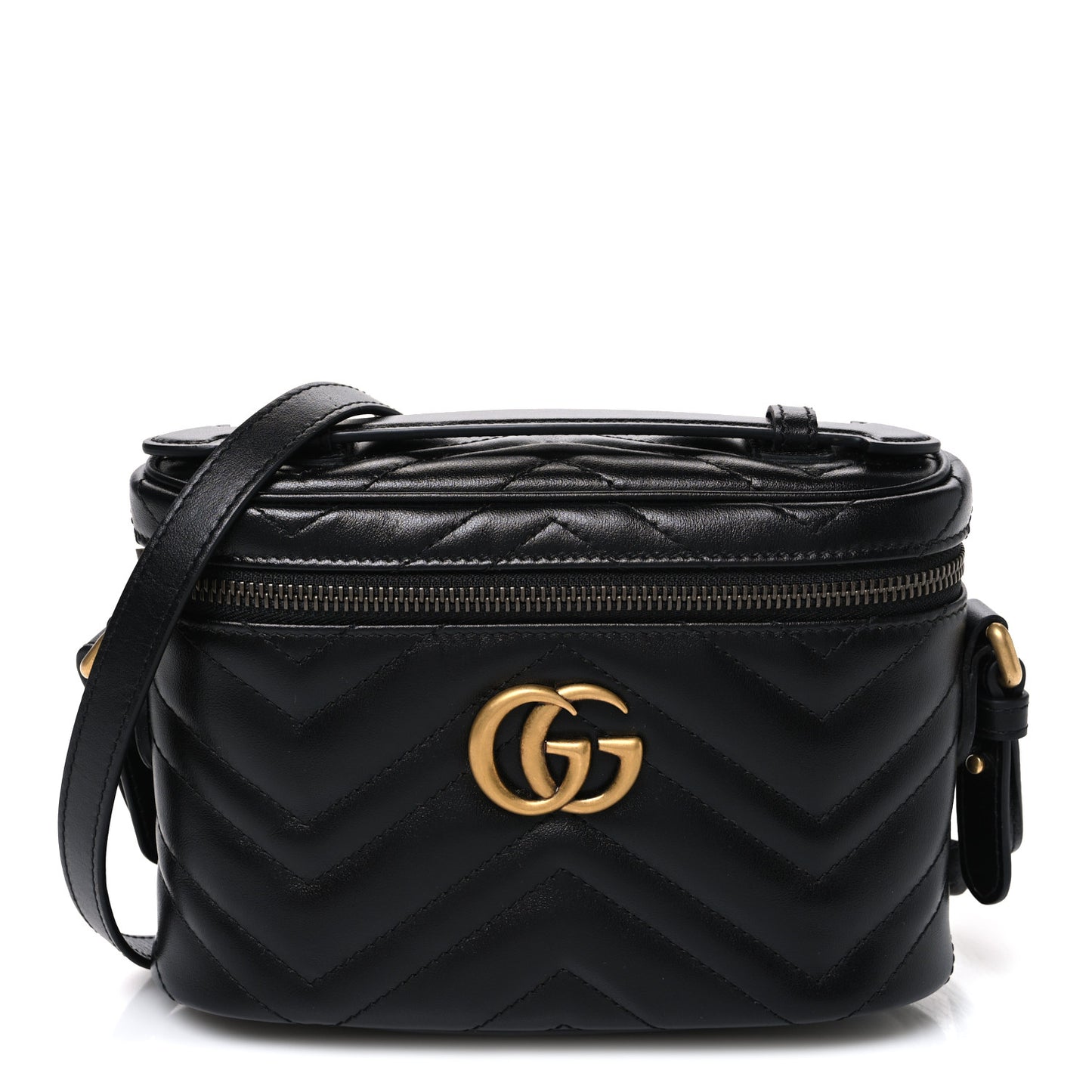 Calfskin Matelasse Small GG Marmont Vanity Cosmetic Case Black