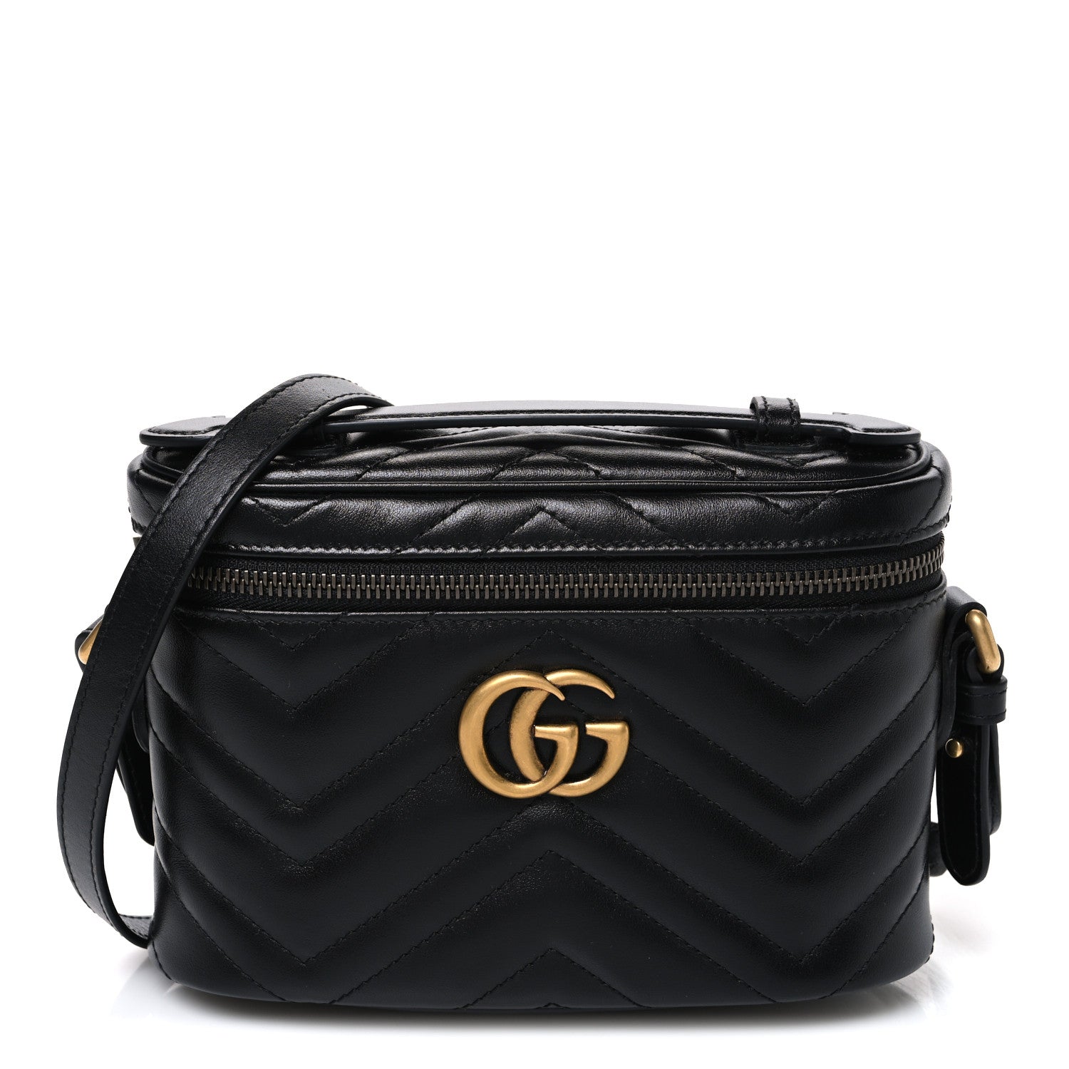 Gucci Calfskin Matelasse Small GG Marmont Vanity Cosmetic Case Black 1 of 10