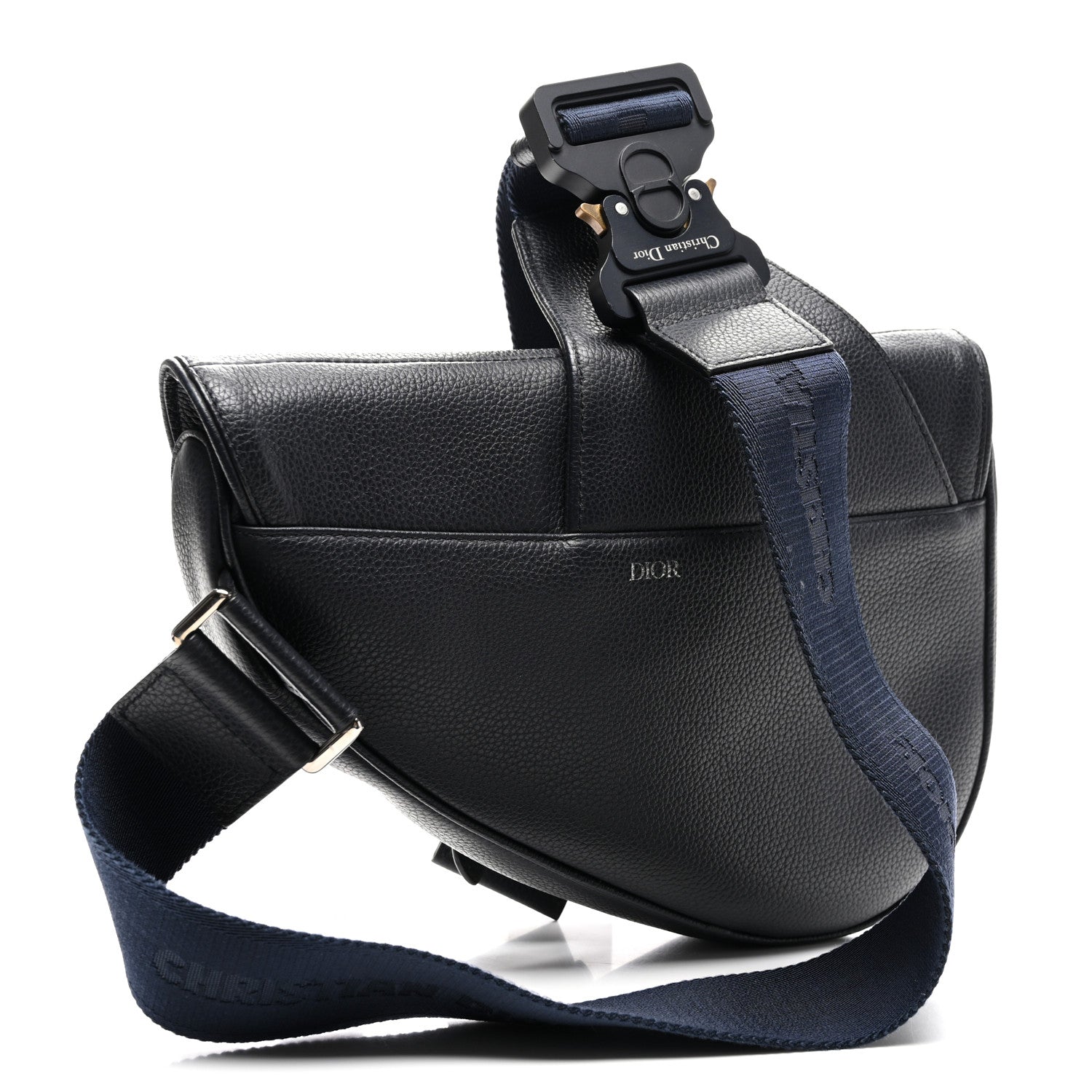 Christian Dior Grained Calfskin Kim Jones Saddle Bag Navy Blue 2 of 9